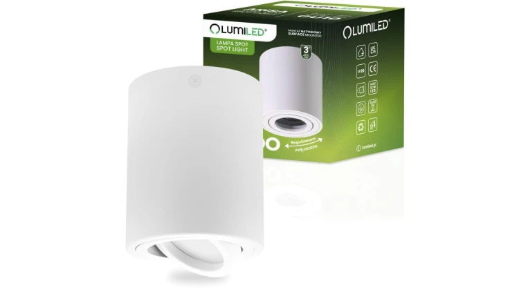 Oprawa Natynkowa HALOGENOWA Spot Tuba Ruchoma LUNDO GU10 LUMILED Okrągła Biała 80mm