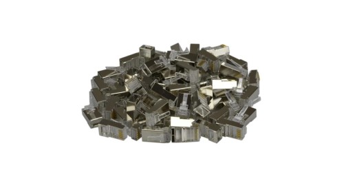Wtyk modularny RJ45 8P8C kat.5e ekranowany FTP uniwersalny drut linka przelotowy NEKU opakowanie WORECZEK 100szt.
