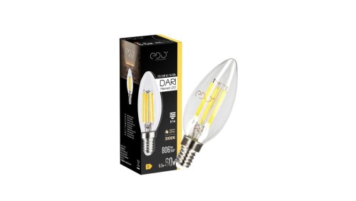 Żarówka dekoracyjna DARI LED Filament 6,5W, E14, 3000K, 806lm, 230V, CLEAR C35, EDO777622 EDO