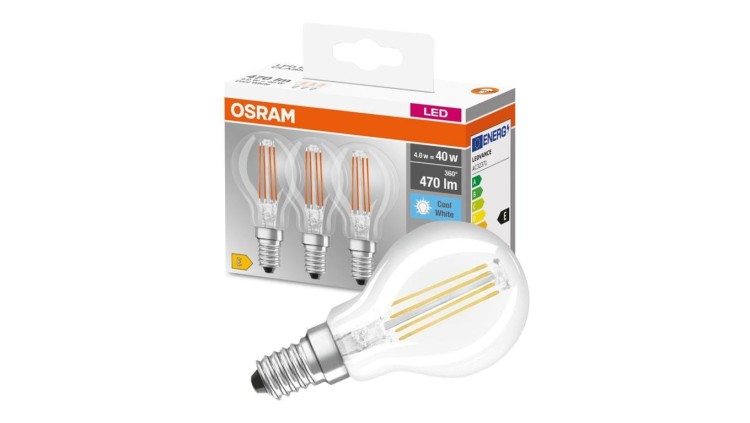 3PAK Żarówka LED E14 P45 4W = 40W 470lm 4000K Neutralna 320 Filament OSRAM Base