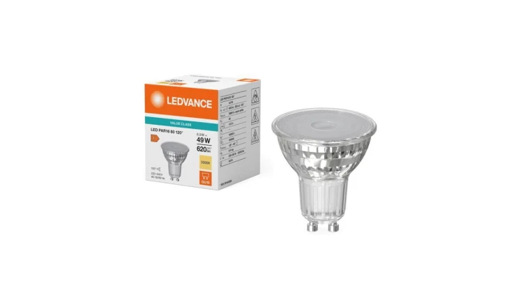 Żarówka LED PAR16 GU10 6.9W = 49W 3000K 620lm Ciepła Biała 120 LEDVANCE