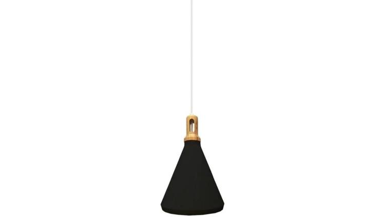 Lampa dekoracyjna wisząca czarna z elementem drewna fi:250mm dł:1200mm E27 max 60W IP20 V-TAC VT-7525-B