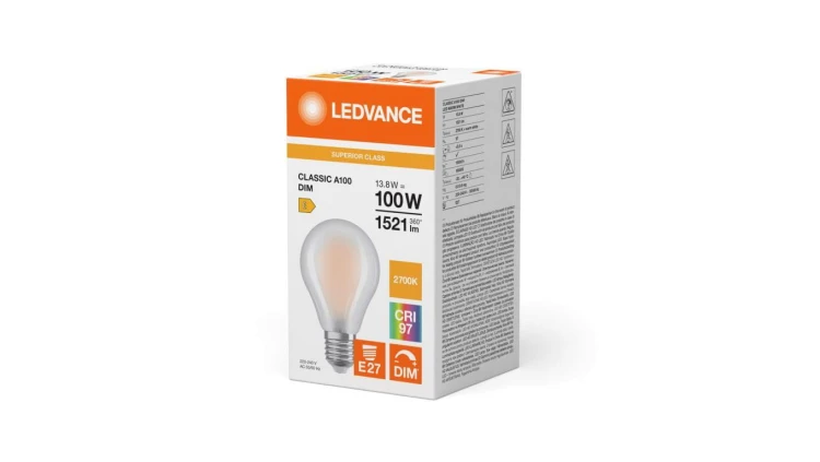 Żarówka LED A67 E27 13.8W = 100W 1521lm 2700K Ciepła Biała FILAMENT ŚCIEMNIALNA LEDVANCE