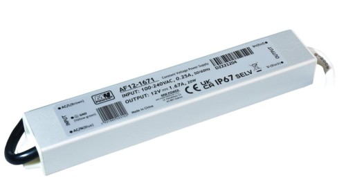 Zasilacz LED 20W 12V 1.67A metalowa obudowa IP67 AF12-1671 MW POWER