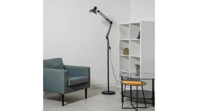 Lampa Stojąca Podłogowa Stołowa LED E27 Czarna z Regulacją Wysokości Belsa Lumiled