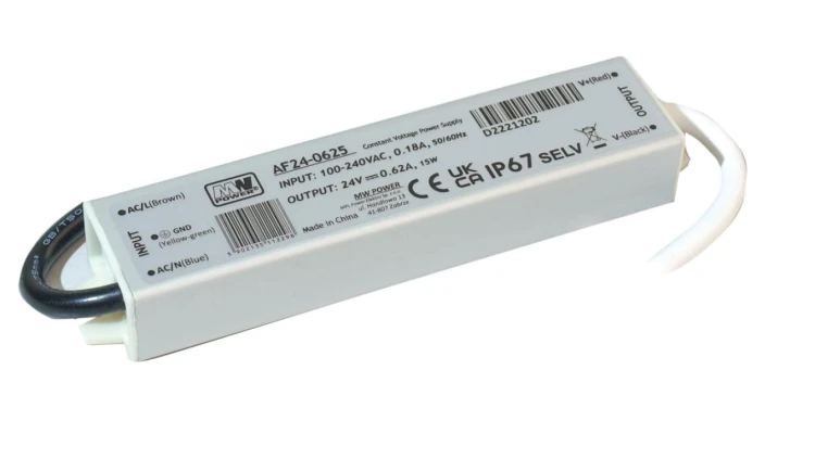 Zasilacz LED 15W 24V 0,62A metalowa obudowa IP67 AF24-062 MW POWER