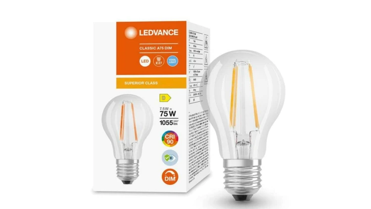 Żarówka LED E27 A60 7,5W = 75W 1055lm 4000K Neutralna 300 CRI90 Filament Ściemnialna LEDVANCE Superior