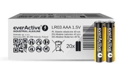 40 x baterie alkaliczne everActive Industrial LR03 / AAA (pakowane w zgrzewki shrink po 2szt.)