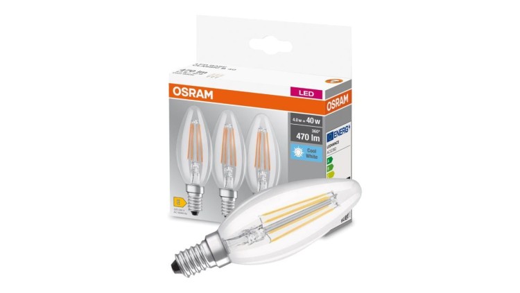 3PAK Żarówka LED E14 B40 4W = 40W 470lm 4000K Neutralna 320 Filament OSRAM Base