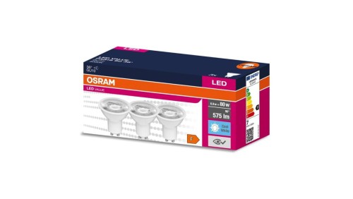 3PAK Żarówka LED GU10 6,9W = 80W 575lm 4000K Neutralna 36 OSRAM VALUE