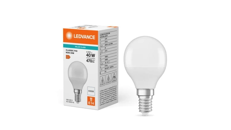 Żarówka LED P45 E14 4.9W = 40W 470lm 4000K Neutralna Biała LEDVANCE