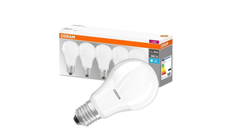 5PAK Żarówka LED E27 A60 8,5W = 60W 806lm 4000K Neutralna 300 OSRAM Base