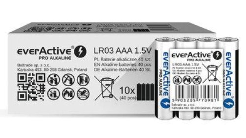 Baterie alkaliczne everActive Pro LR03 / AAA (kartonik) - 40 sztuk