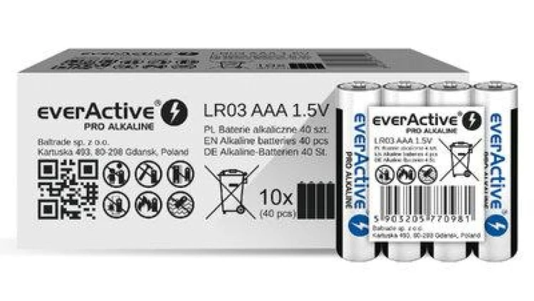Baterie alkaliczne everActive Pro LR03 / AAA (kartonik) - 40 sztuk