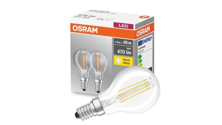 2PAK Żarówka LED E14 P45 4W = 40W 470lm 2700K Ciepła Filament OSRAM Base