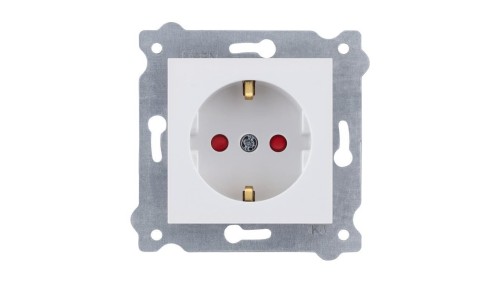 Gniazdo z uziemieniem Schuko 2P+E i przesłonami torów prądowych 250V 16A Biały 238/01 EXEN