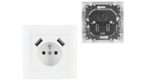 WESA Gniazdo Pojedyncze 2p+Z plus 2 x USB
