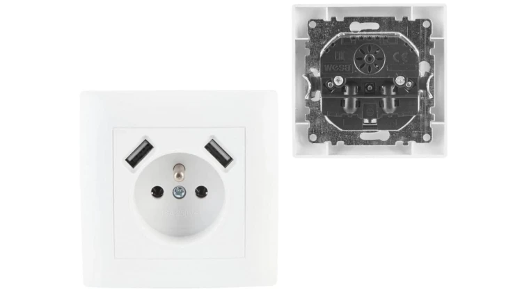 WESA Gniazdo Pojedyncze 2p+Z plus 2 x USB
