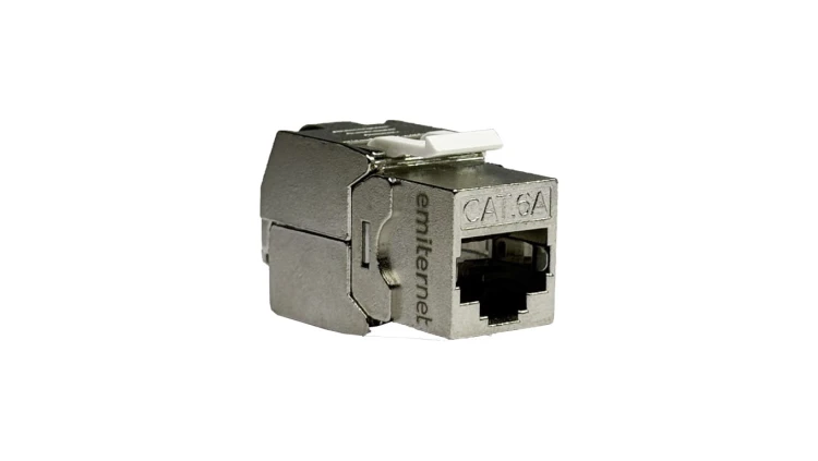 Gniazdo RJ45 STP kat. 6A keystone białe (beznarzędziowe), slim