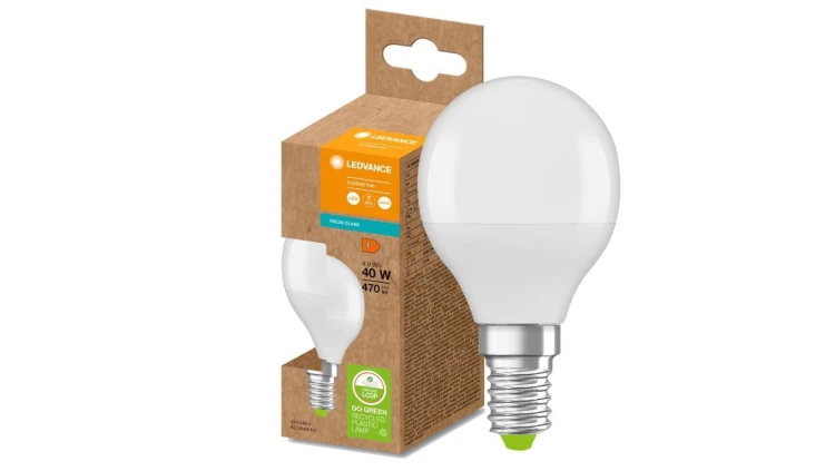 Żarówka LED PCR E14 P45 4.9W = 40W 470lm 4000K 200 Eco Recykling Neutralna LEDVANCE