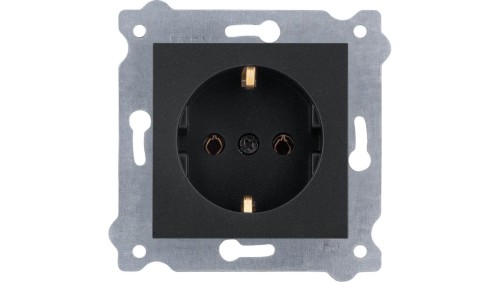 Gniazdo z uziemieniem Schuko 2P+E 16A 250V Czarny Metalik 237/14E EXEN