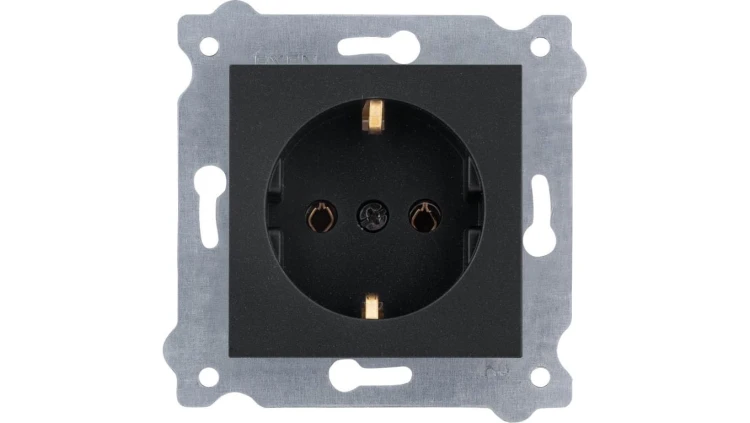 Gniazdo z uziemieniem Schuko 2P+E 16A 250V Czarny Metalik 237/14E EXEN