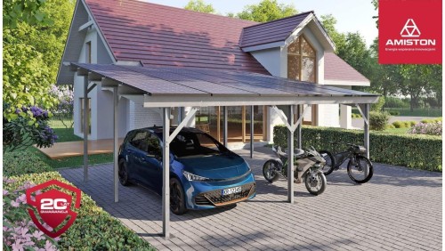 Wiata fotowoltaiczna IMPACT V3/ rozstaw 4.0/układ 3x4 (12 paneli)/uszczelniony dach czarny