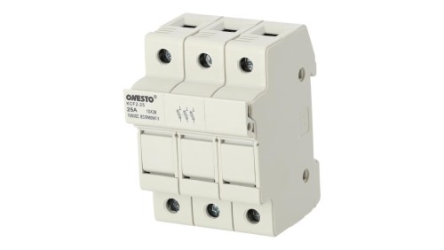 Podstawa bezpiecznikowa 25A 3-biegunowa 3P (1000V DC) 3-modułowa na wkładki 10x38mm ONESTO
