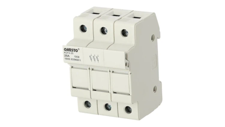 Podstawa bezpiecznikowa 25A 3-biegunowa 3P (1000V DC) 3-modułowa na wkładki 10x38mm ONESTO