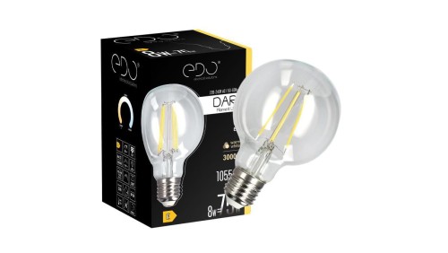 Żarówka dekoracyjna DARI LED Filament 8W, E27, 3000K, 1055lm, 230V, CLEAR G80, EDO777633 EDO