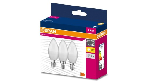 3PAK Żarówka LED E14 B35 4,9W = 40W 470lm 3000K Ciepła 220 OSRAM VALUE