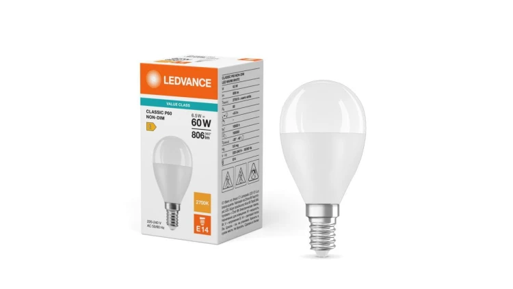Żarówka LED P45 E14 6.5W = 60W 806lm 2700K Ciepła Biała LEDVANCE