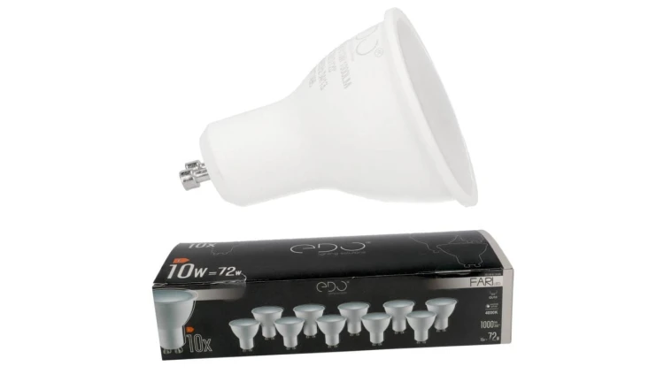 Zestaw 10x żarówka FARI LED GU10 10W 4000K neutralna NW 1000lm 120st EDO777497 EDO