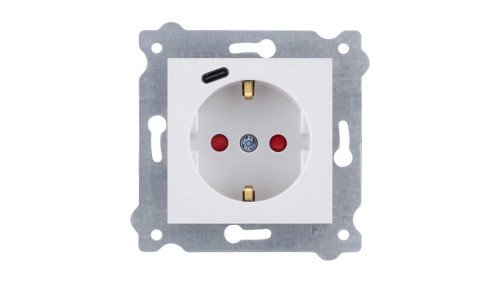 Gniazdo z uziemieniem Schuko 2P+E + USB Typ C Biały 274/01 EXEN