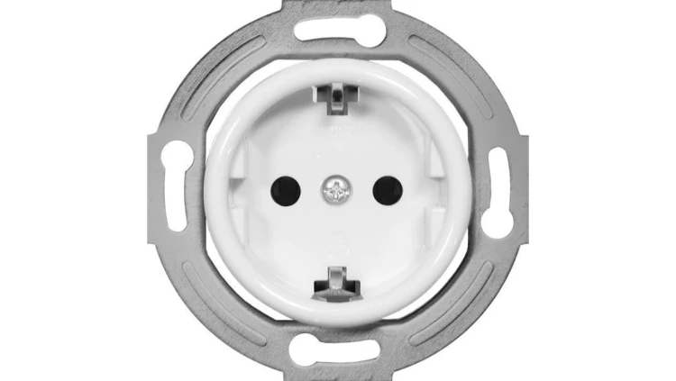 Gniazdo pojedyncze 2P+Z SCHUKO Retro bez ramki , 16A-250V~, białe