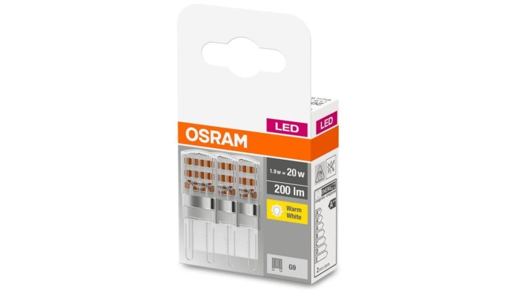 3PAK Żarówka LED G9 KAPSUŁKA 1,9W = 20W 200lm 2700K Ciepła OSRAM Base