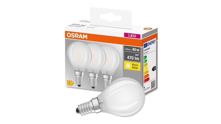 3PAK Żarówka LED E14 P45 4W = 40W 470lm 2700K Ciepła OSRAM Base