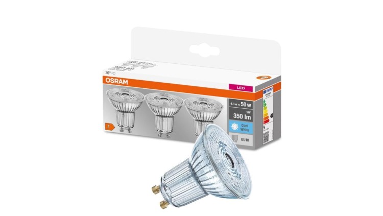 3PAK Żarówka LED GU10 4,3W = 50W 350lm 4000K OSRAM BASE