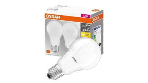 2PAK Żarówka LED E27 A60 8,5W = 60W 806lm 2700K Ciepła 300 OSRAM Base