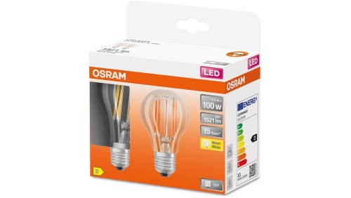 2Pak Żarówka LED E27 A60 11W = 100W 1521lm 2700K Ciepła 300 Filament OSRAM STAR