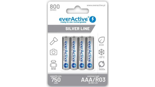 4 x akumulatorki everActive R03/AAA Ni-MH 800 mAh ready to use
