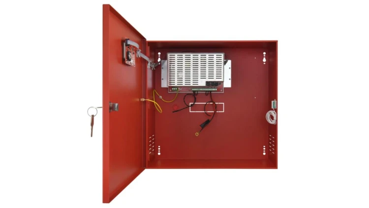 Zasilacz buforowy w metalowej obudowie 420x407x178mm, z panelem LCD, do systemów przeciwpożarowych EN54C 27,6V/5A/2x40Ah/LCD