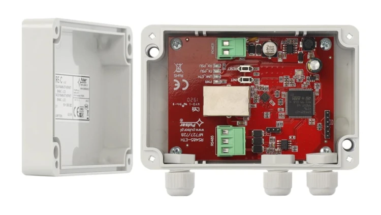 Interfejs RS485-ETHERNET przeznaczony do współpracy z zasilaczami serii EN54C-LCD oraz HPSG3-LCD