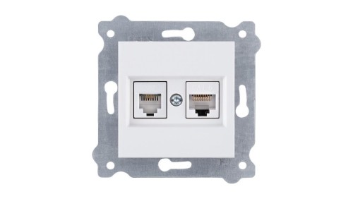 Gniazdo komputerowe kat.6 + gniazdo telefoniczne ( Kat. 6, Kat. 3, RJ45, RJ11 ) Biały 256/01