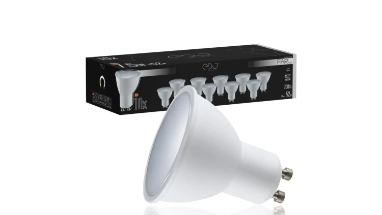 Zestaw 10x żarówka FARI LED GU10 7,5W 4000K neutralna NW 700lm 120st EDO777491 EDO