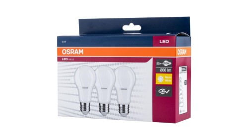 3PAK Żarówka LED A60 E27 8,5W = 60W 806lm 2700K Ciepła OSRAM Value
