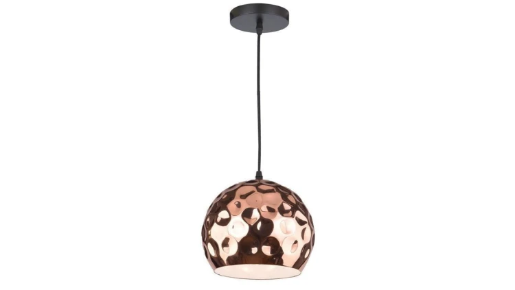 Lampa dekoracyjna wisząca miedziany klosz z przetłoczeniami fi:200mm dł:1000mm E27 max 60W IP20 V-TAC VT-8200