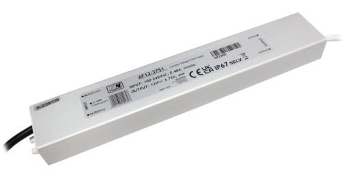 Zasilacz LED 45W 12V 3.75A metalowa obudowa IP67 AF12-3751 MW POWER
