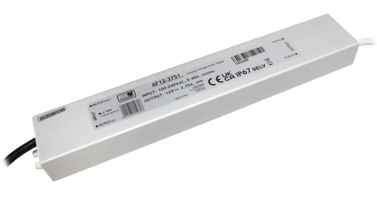 Zasilacz LED 45W 12V 3.75A metalowa obudowa IP67 AF12-3751 MW POWER