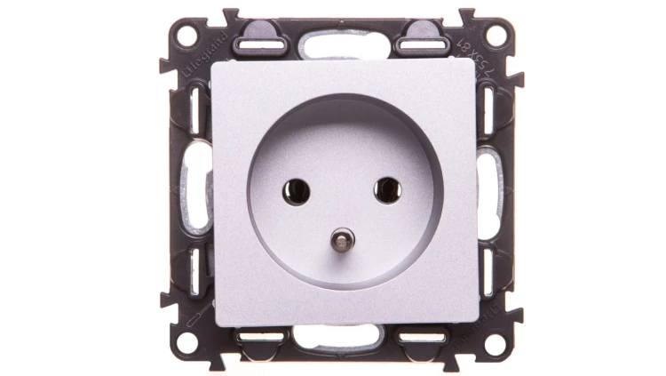 VALENA LIFE Gniazdo pojedyncze z/u 2P+Z aluminium 753381